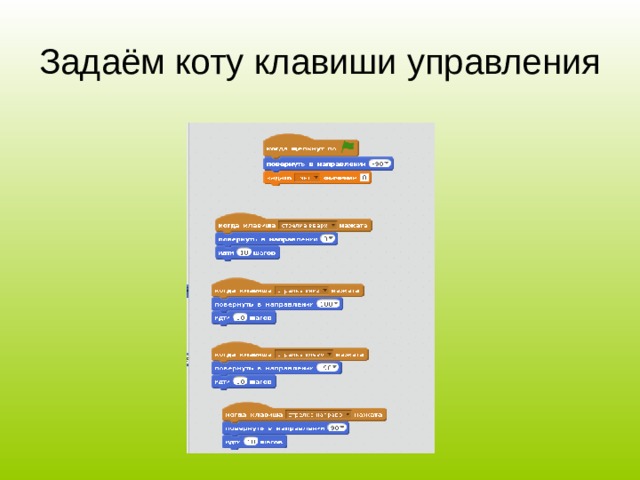 Задаём коту клавиши управления 