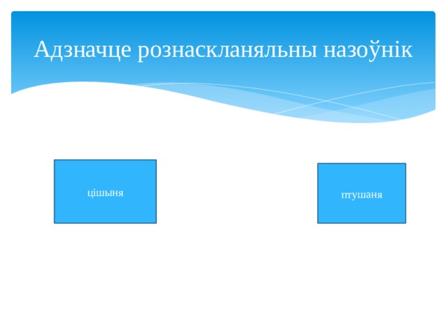 Адзначце рознаскланяльны назоўнік цішыня птушаня 