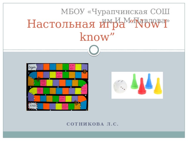 МБОУ «Чурапчинская СОШ им.И.М.Павлова» Настольная игра “Now I know” Сотникова Л.С. 