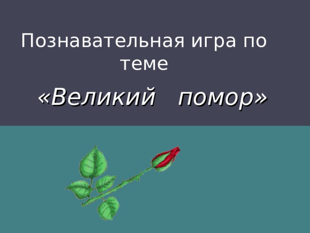 Познавательная игра по теме «Великий помор» 