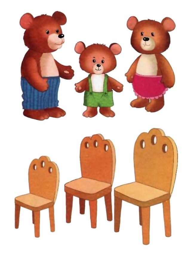 Игра другая мишка. Стул Мишутки из сказки три медведя. Настольный театр для детей. Аппликация на тему мебель. Игрушки разной величины.