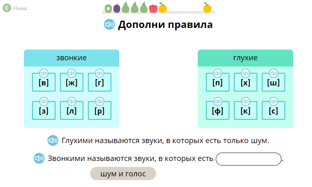 Глухие и звонкие согласные звуки тех карта