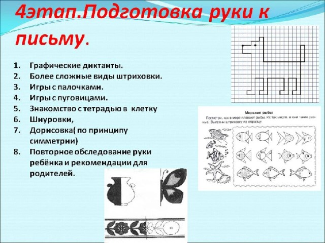 Графическое письмо. Этапы подготовки руки к письму. Этапы подготовки руки ребёнка к письму. 4 Этапа подготовки руки к письму. Подготовка руки к графическому диктанту.