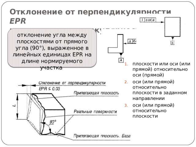 Допуск на перпендикулярность на чертеже