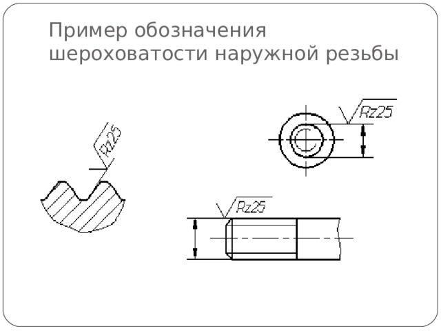 Шероховатость на резьбу на чертеже