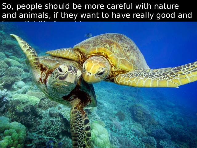 So, people should be more careful with nature and animals, if they want to have really good and beautiful life & world. 