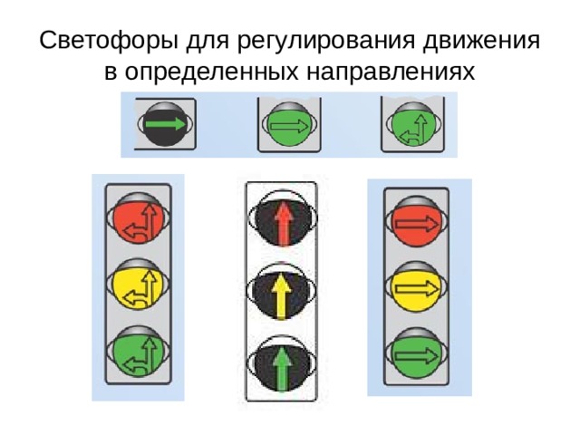 Светофоры для регулирования движения в определенных направлениях 