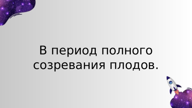 В период полного созревания плодов. 