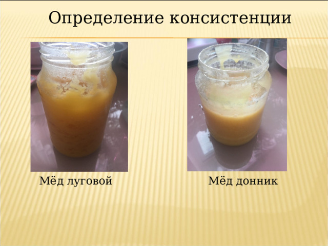 Определение консистенции Мёд луговой Мёд донник 
