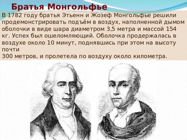 Презентация братья монгольфье