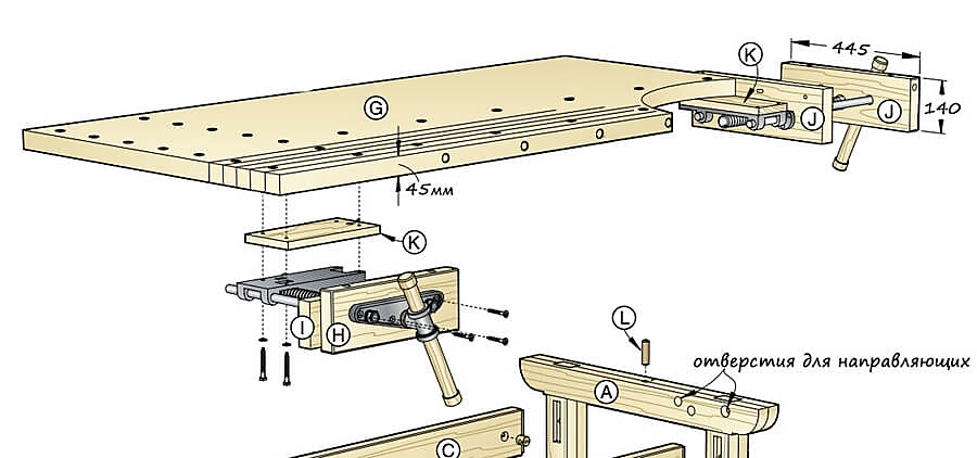 Верстак столярный своими руками чертежи фото Инструкционно-технологическая карта № 4.12.1 "Верстак столярный"