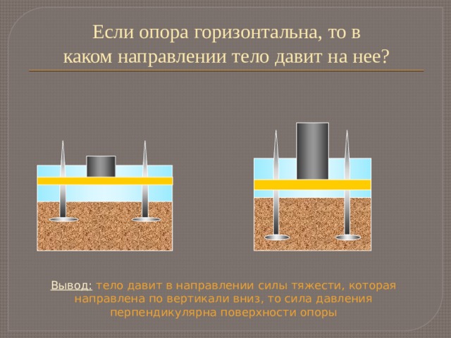 Сила которая давит на поверхность. Если опора горизонтальна то в каком направлении тело давит на нее. Сила с которой тело давит на поверхность. Как установить столбы на горизонтальной поверхности. То горизонтальная опора.