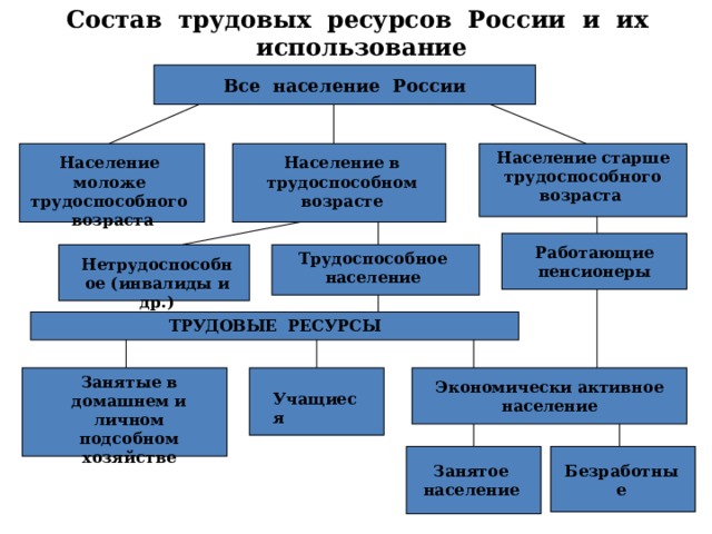 Прокомментируйте схему состав трудовых ресурсов россии на начало 2019 года география