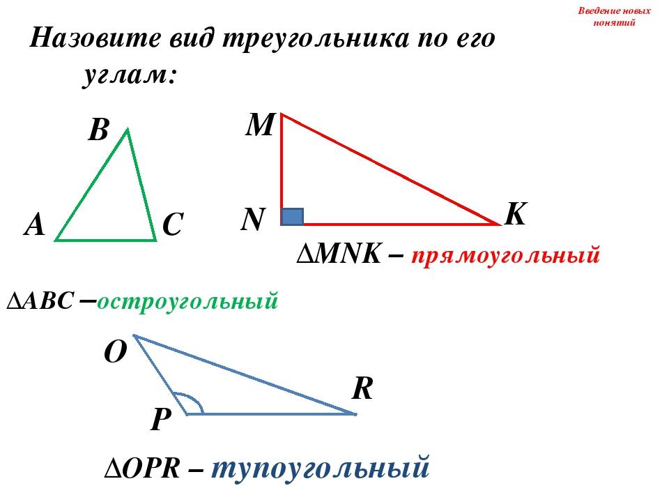 Объясните какая фигура называется треугольником начертите. Остроугольный прямоугольный и тупоугольный треугольники 7 класс. Как обозначаются углы в треугольнике. Название треугольников по углам. Виды углов треугольника.