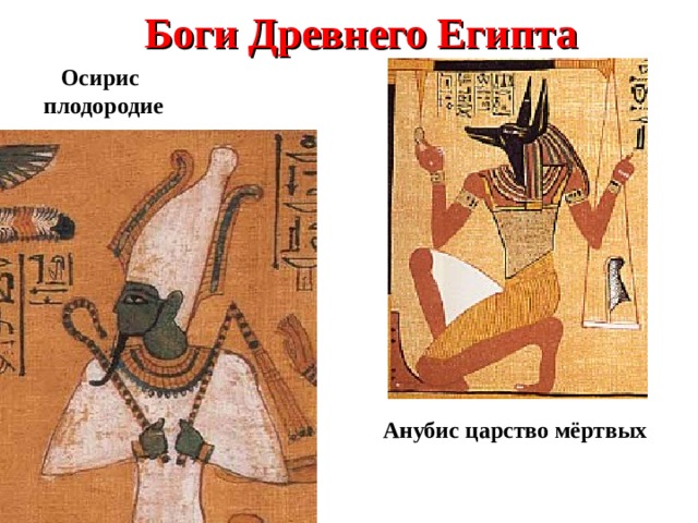 Боги Древнего Египта  Осирис  плодородие   Анубис царство мёртвых 
