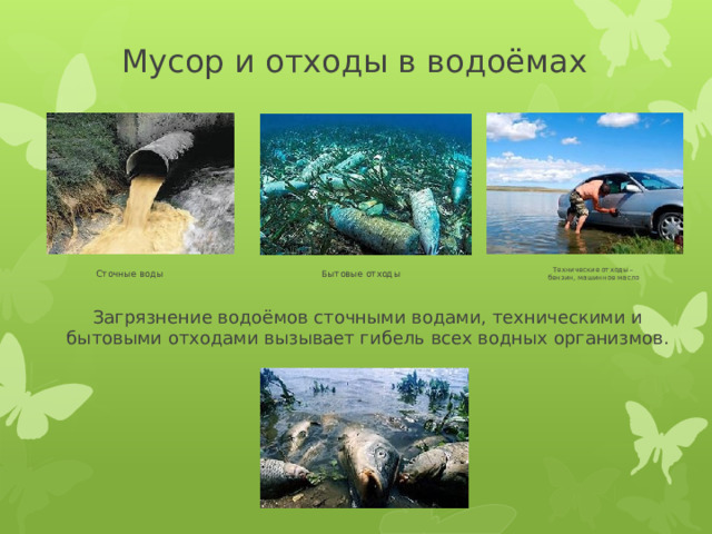 Презентация на тему загрязнение водоемов