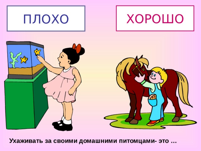ХОРОШО ПЛОХО Ухаживать за своими домашними питомцами- это … 