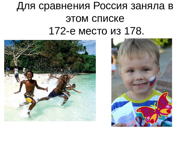 Для сравнения Россия заняла в этом списке  172-е место из 178. 