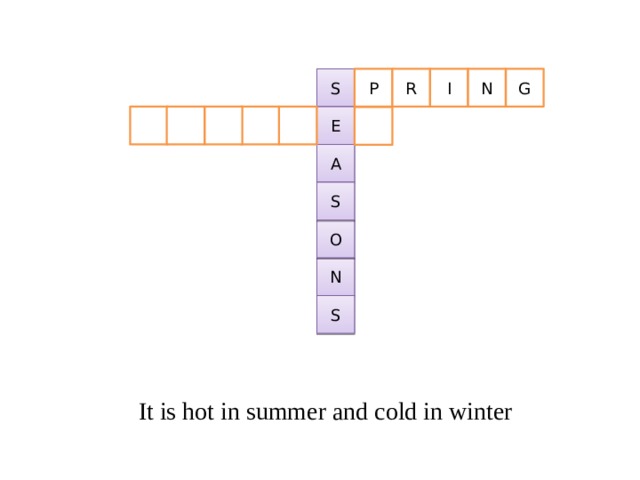 S P N G R I E A S O N S It is hot in summer and cold in winter 