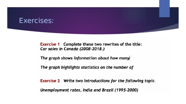 Exercises: 