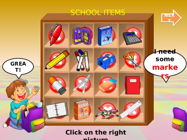 SCHOOL ITEMS NEXT I need some markers GREAT! Click on the right picture 