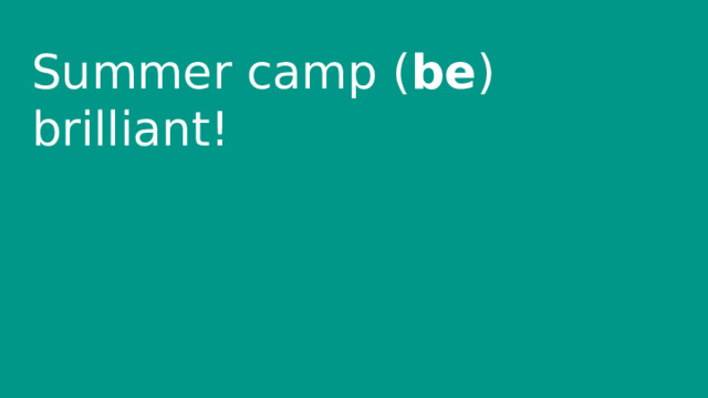 Summer camp ( be ) brilliant! 