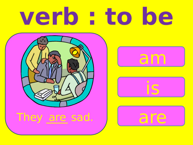 verb : to be am is are They ____ sad. are 