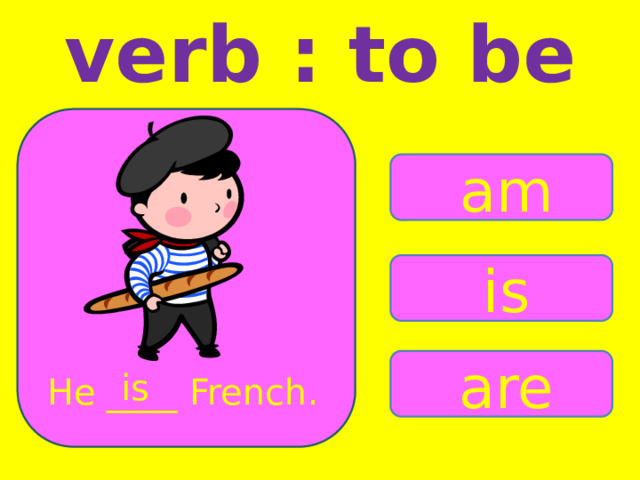 verb : to be am is are is He ____ French. 