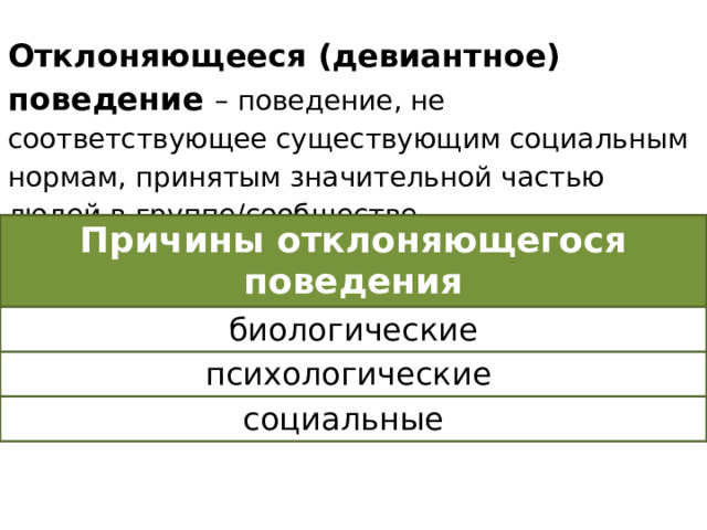 Социализация и отклоняющееся поведение сложный план