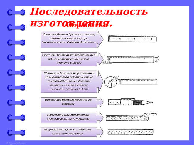Последовательность изготовления. Обработка бретелей. 
