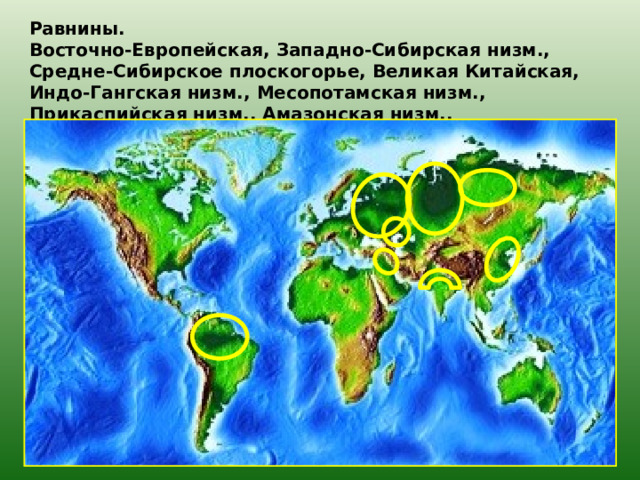 Карта равнин россии 5 класс