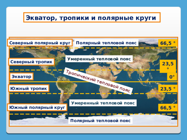 Экватор тропики полярные круги