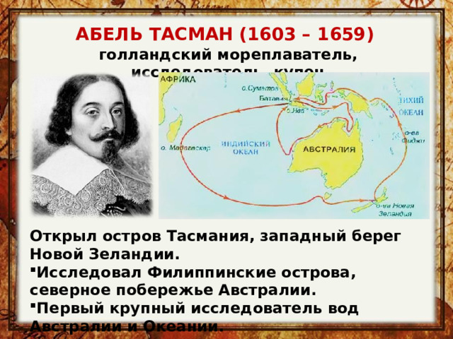 Тасман какой материк. Абель Тасман 1603-1659. Абель Тасман открытие Австралии. Абель Тасман 1603 1659 год. Великие путешественники Абель Тасман.