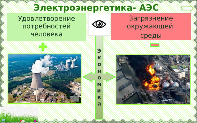 Электроэнергетика- АЭС Загрязнение окружающей среды Удовлетворение потребностей человека Экономика 