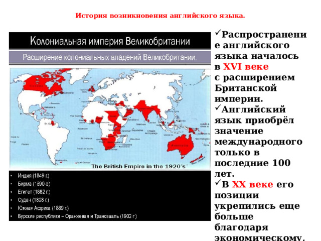 Распространение английского языка. Происхождение английского языка. Английский язык в мировом значении. История становления английского языка как международного.