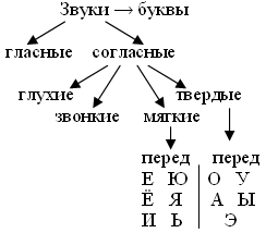 Гласные и согласные схема