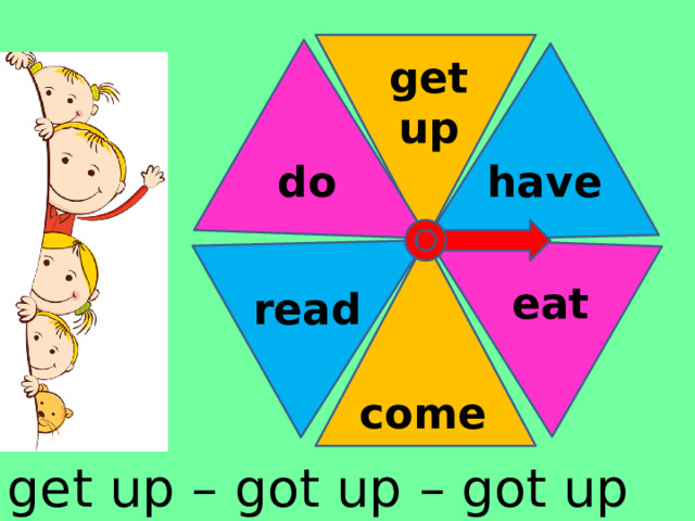 get up have do eat read come get up – got up – got up 