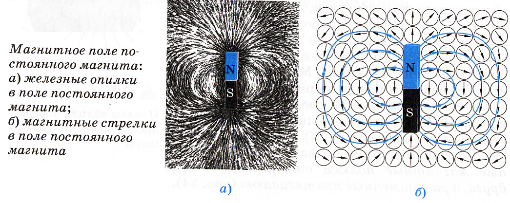 На рисунке показаны постоянный магнит и несколько линий