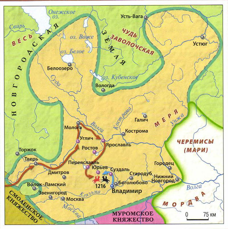 Карта владимиро суздальского княжества в 12 веке