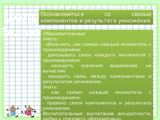 Связь множителей с произведением 2 класс