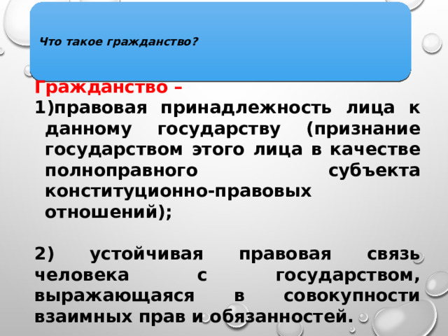 Гражданство как правовой институт