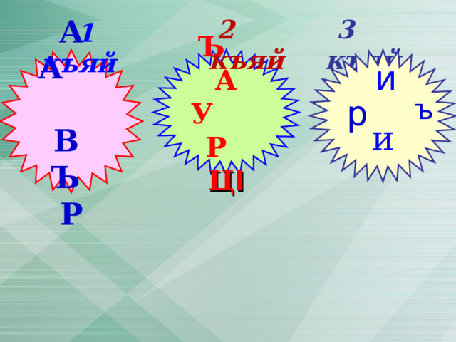  3 къяй  2 къяй   1 къяй  А А В Ъ Р Ъ А У Р Ц I и и р ъ 