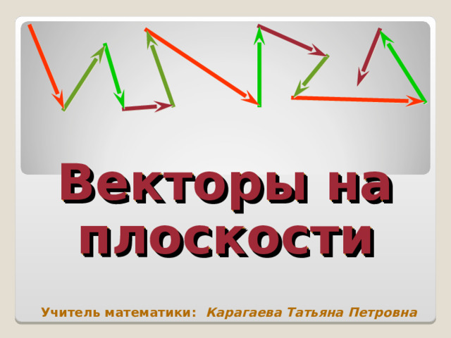 Векторы на плоскости Учитель математики: Карагаева Татьяна Петровна