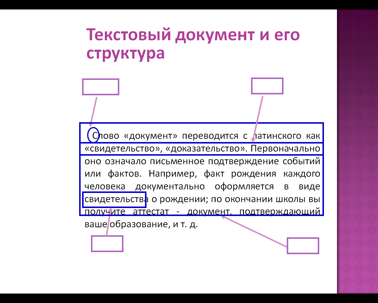 Текст внутри формы. Текст документа.