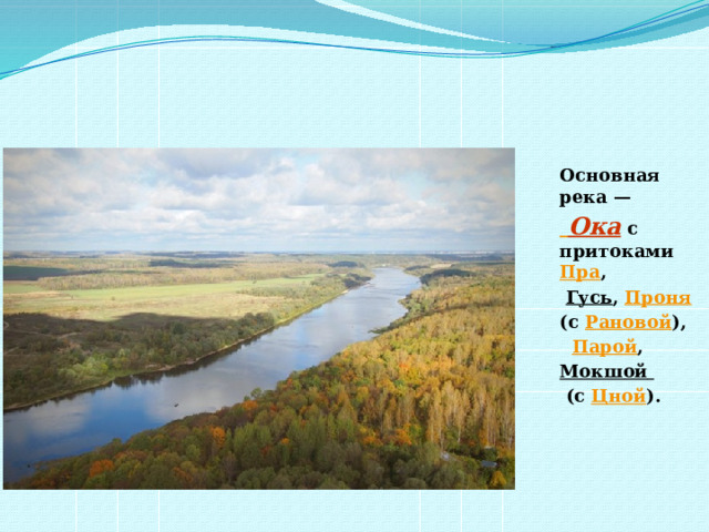 Ока приток. Притоки реки Мокша. Река Проня схема. Высота истока реки Ока в метрах. Река Ранова притоки.
