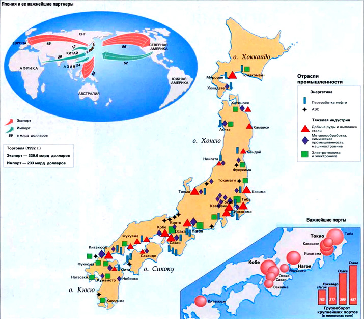 Карта промышленности японии