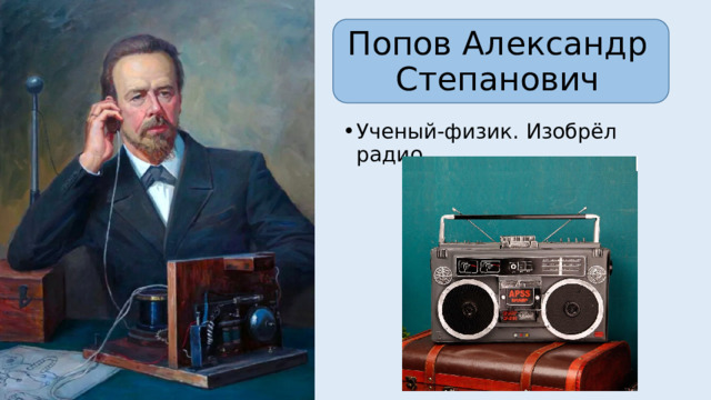 Попов Александр Степанович Ученый-физик. Изобрёл радио. 