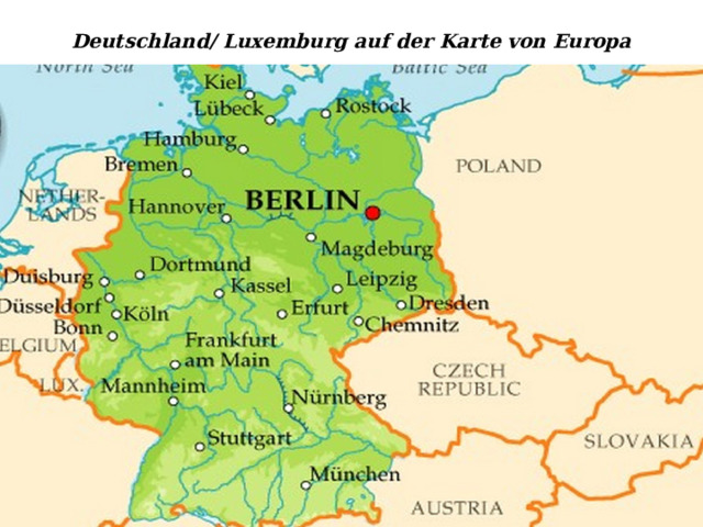 Deutschland/ Luxemburg auf der Karte von Europa 
