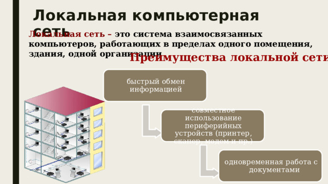 Организация локального доступа. Организация работы пользователей в локальных компьютерных сетях.