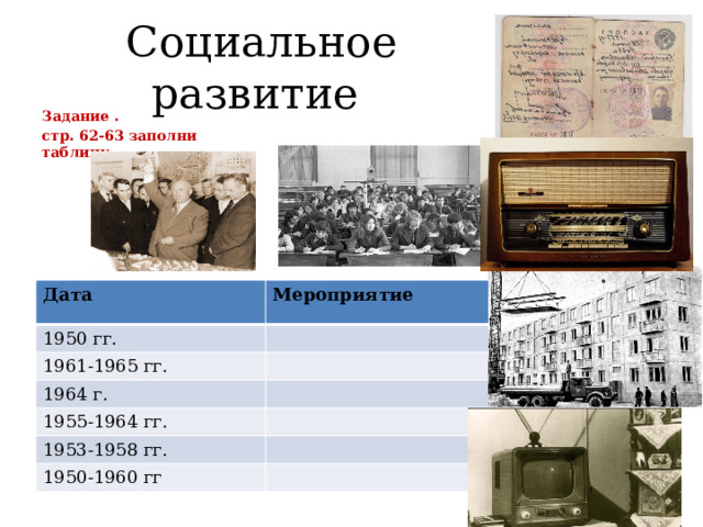 Середина 1950 1960 гг. Событие 1950-1960 презентация.